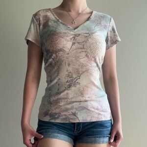 Y2K Fairycore Boho Whimsy Floral T Shirt Women Large